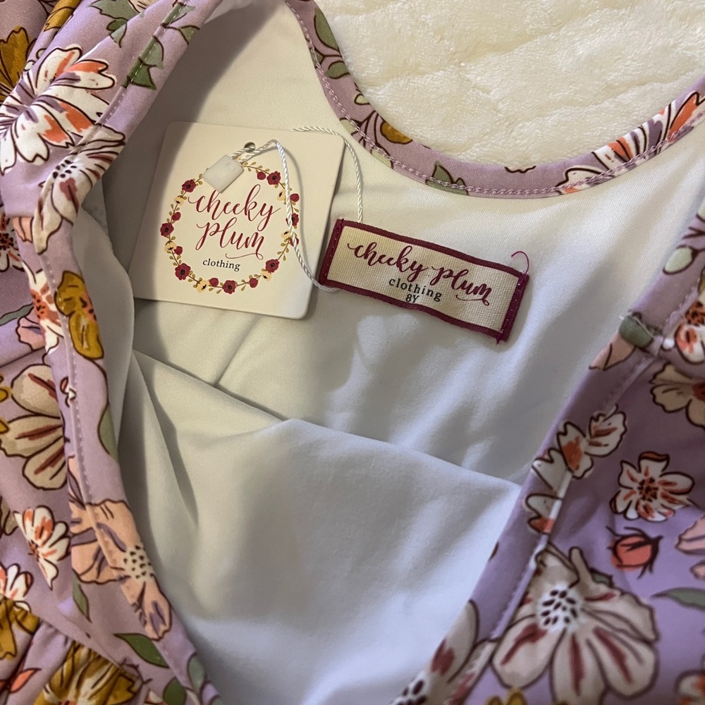 NWT Cheeky Plum Floral Myra Knit Dress 8Y - Picture 4 of 8